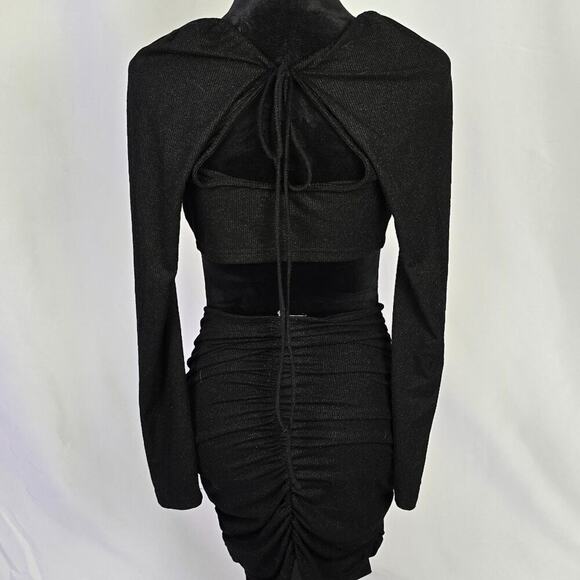 Miss Lola Women's Club Dress Black Long Sleeve Cut Out Dress Medium NWT - Picture 6 of 10
